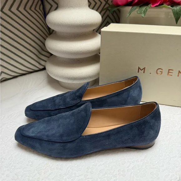 M. Gemi Blue Suede Loafers Slip-On Elegance - Picture 8 of 13